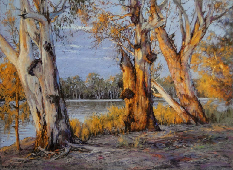 Touched by the Sun - Murray river Pastel