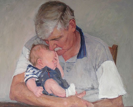 A Loving Grandchild - Oil Painting