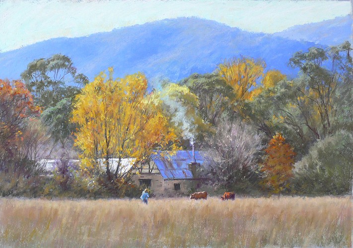 Autumn Hues Harrietville - Pastel Painting
