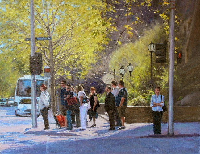 Oil Painting: Awaiting the Green Light on Collins