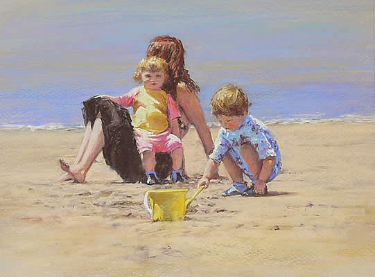 Beach Babes - Pastel Painting