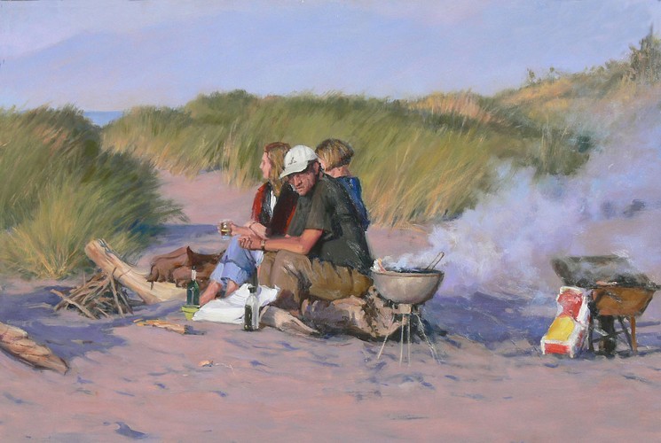 Beach Barbecue - Oil Painting