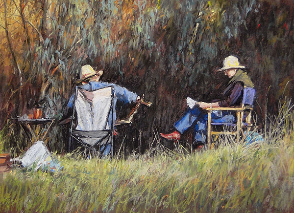 Bush Picnic - Myrtleford - Pastel Painting 37x61cm