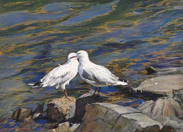 Feathered Friends Pastel Painting 42x65cm