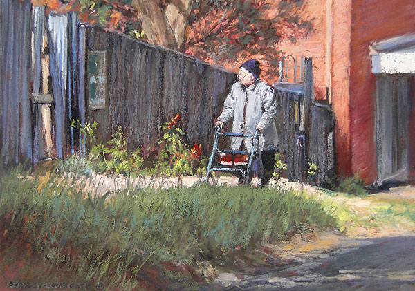 Lady In Grey - Trentham - Pastel Painting 31x41cm
